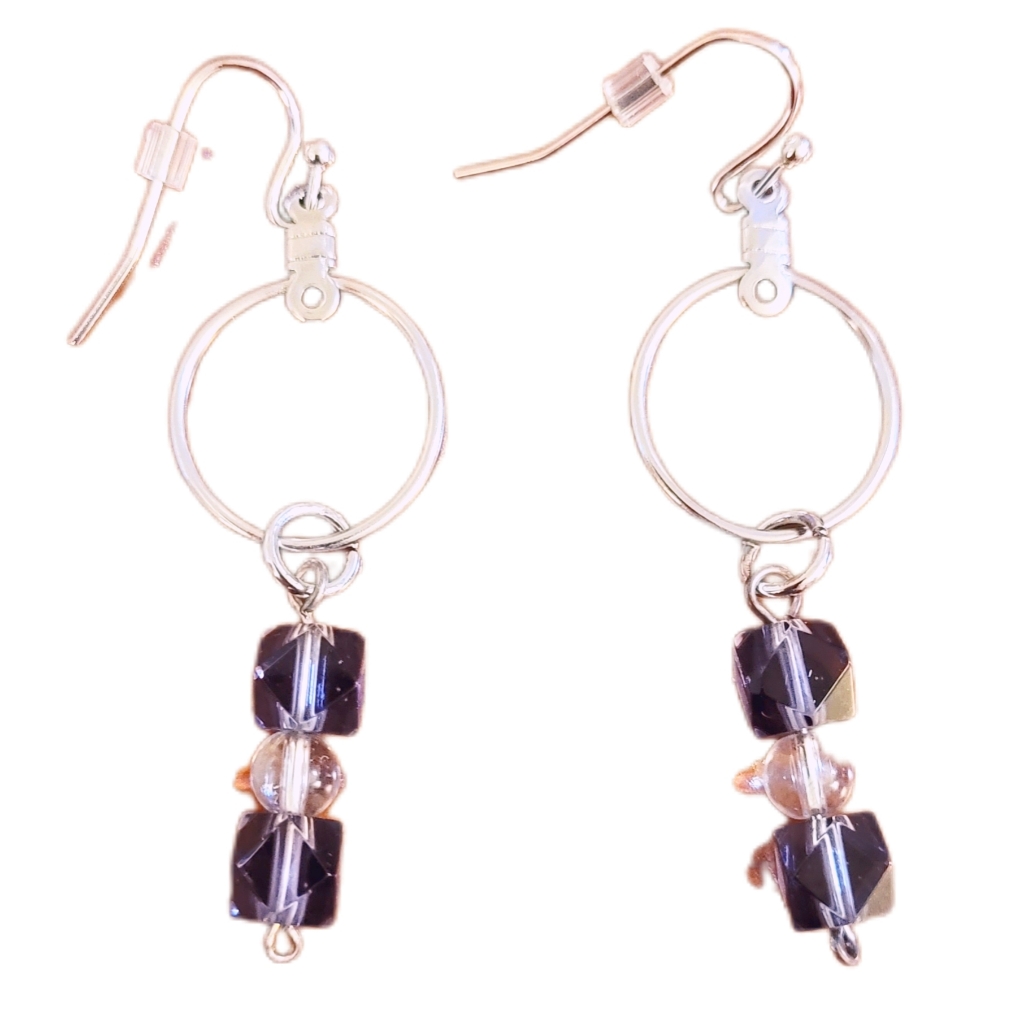 Purple Cubes Dangle Earrings